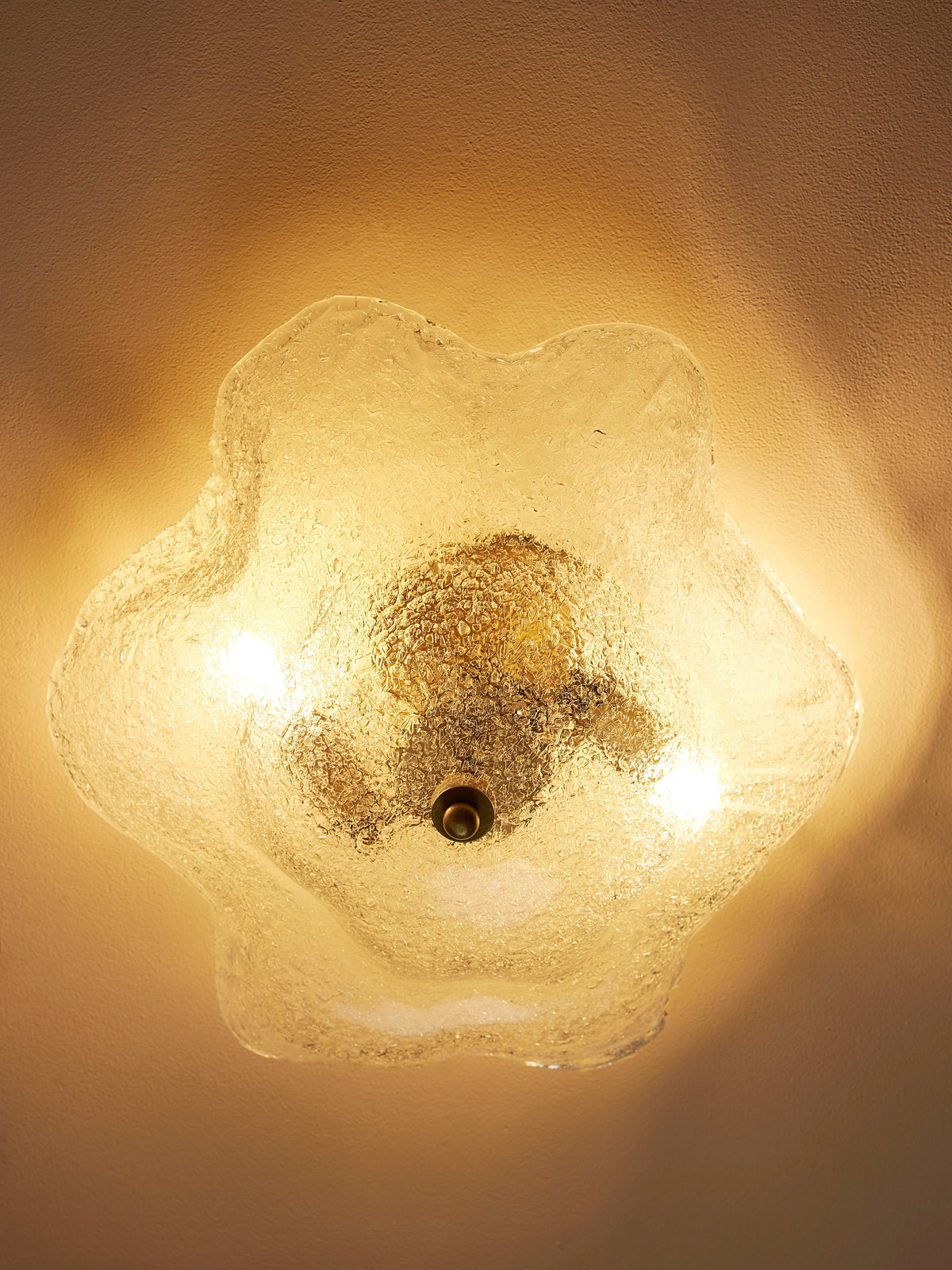 Flavia flush light close-up of textured Venetian glass