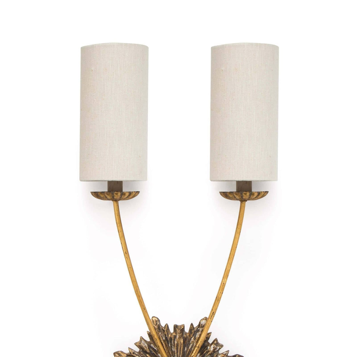 Close-up of the Louis Sconce antique-gold finish