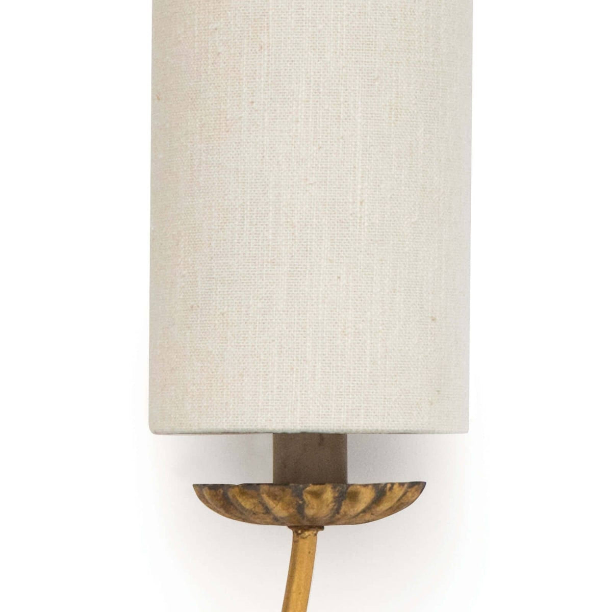 Louis Sconce linen shade and sculptural frame detail