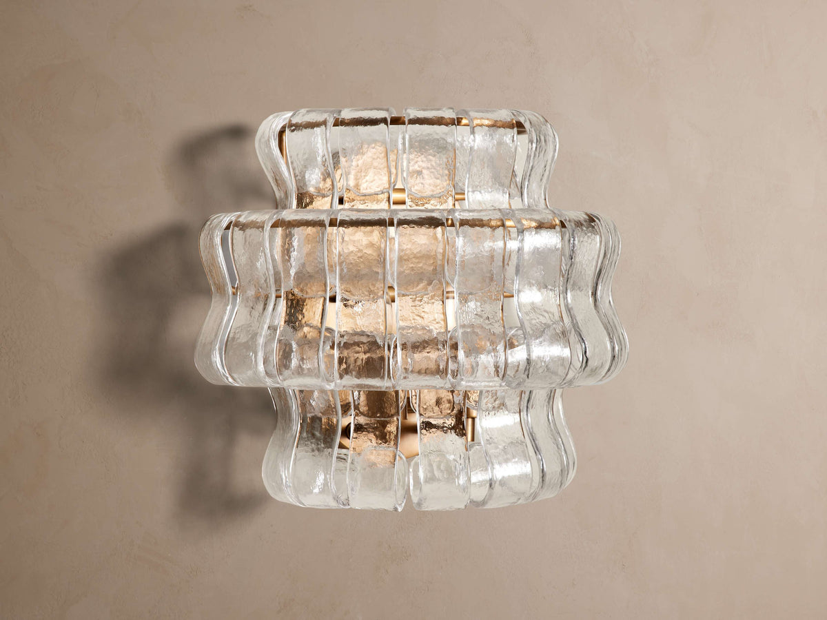 Ghiaccio wall sconce – Clear glass / Brass finish, alternate view