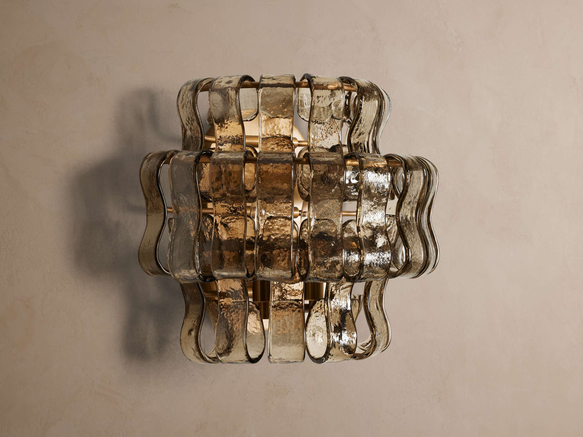 Ghiaccio wall sconce – Smoke glass / Brass finish, alternate view