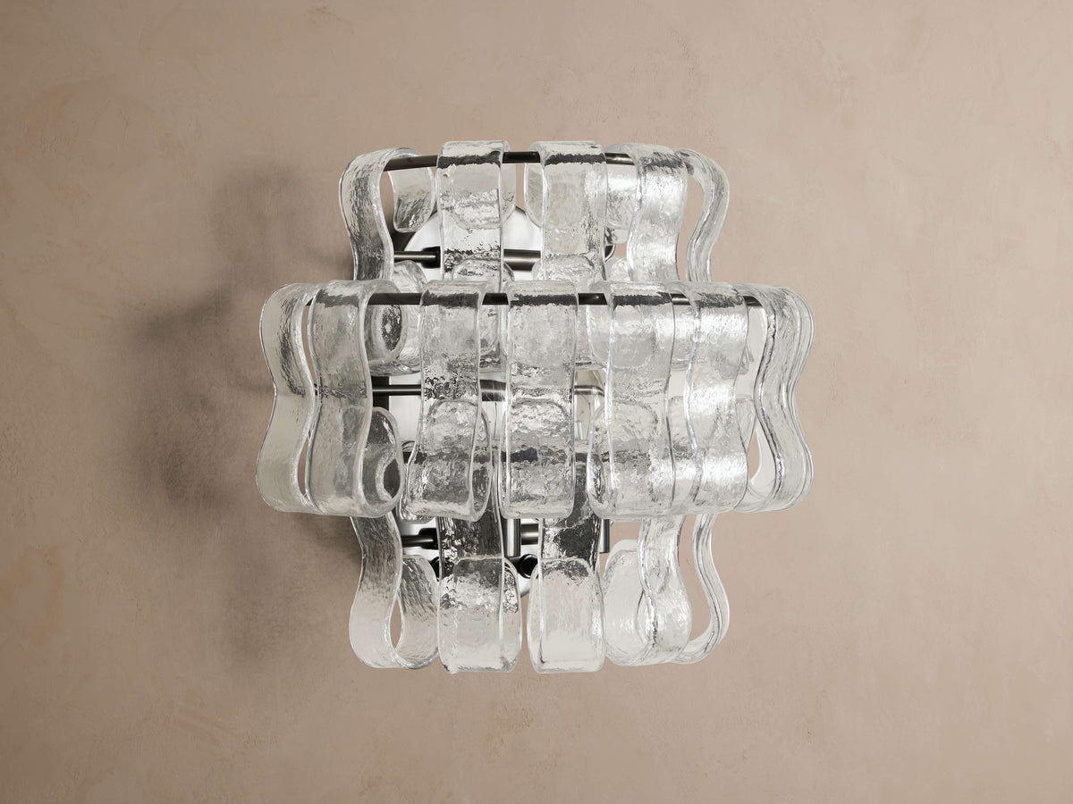 Ghiaccio wall sconce – Clear glass / Bronze finish, alternate view