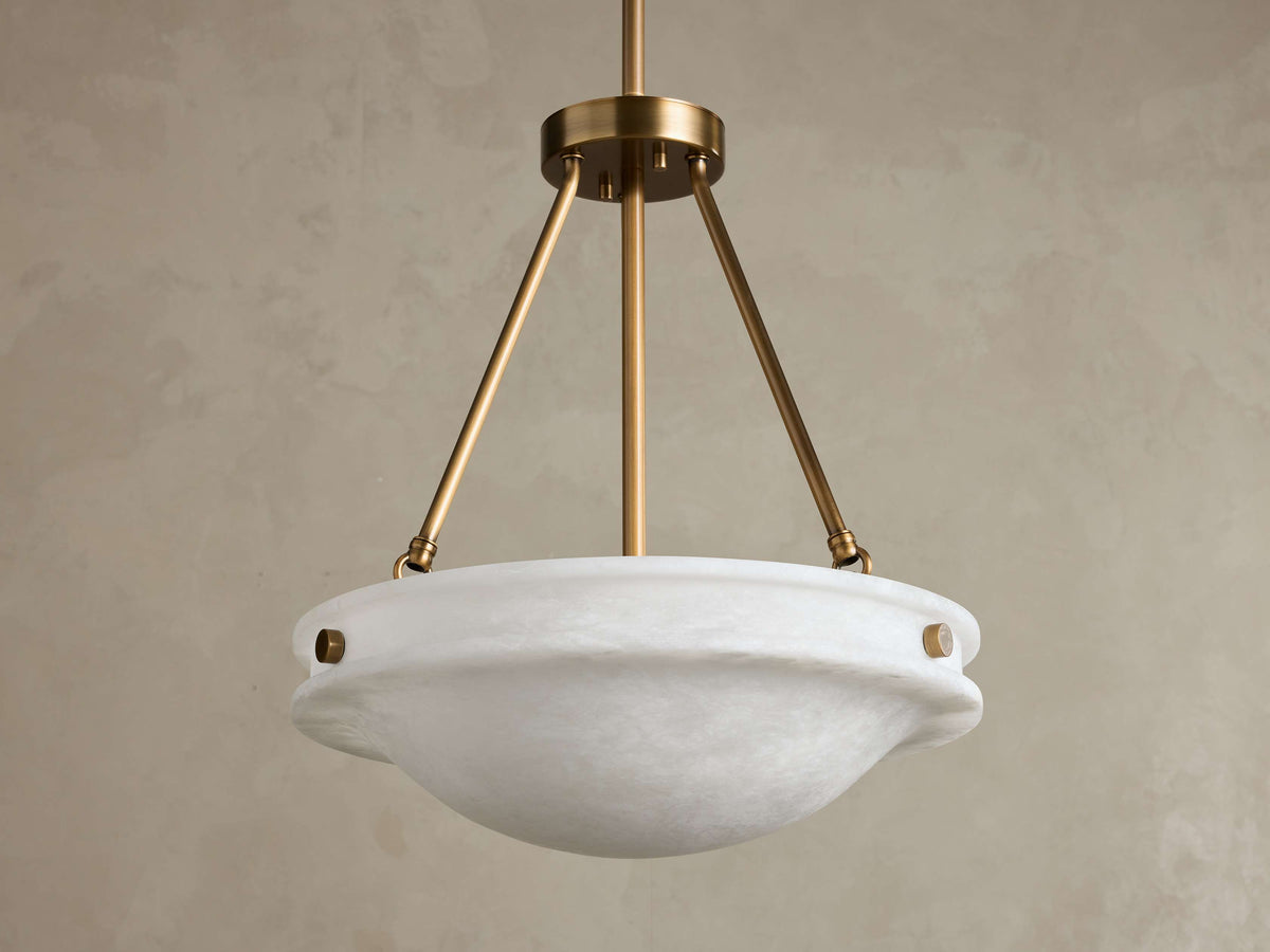Edith 18-inch alabaster pendant unlit front view