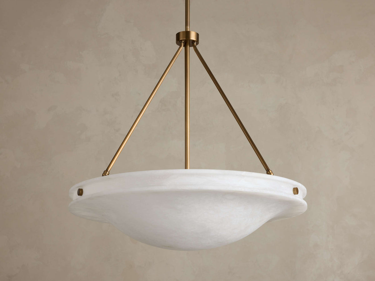 Edith 30-inch alabaster pendant unlit front view