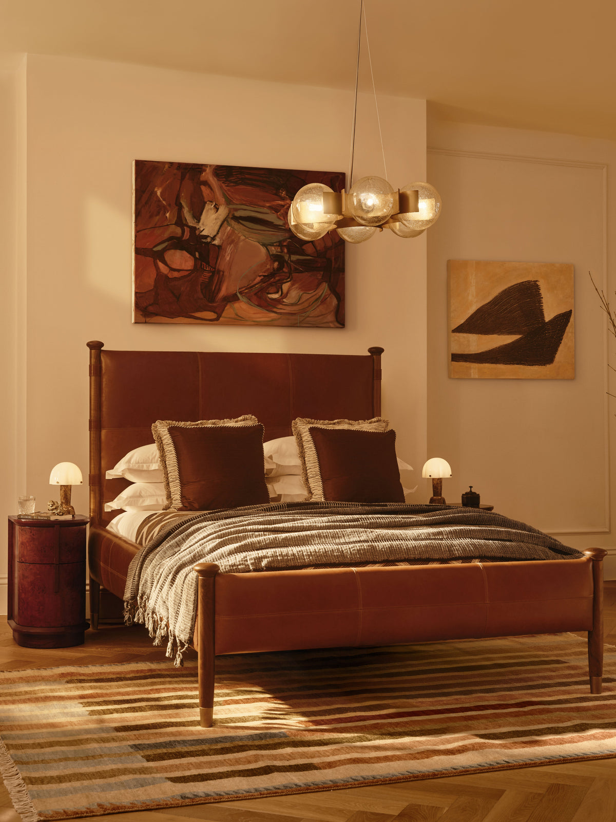 Allis chandelier styled above a bedroom