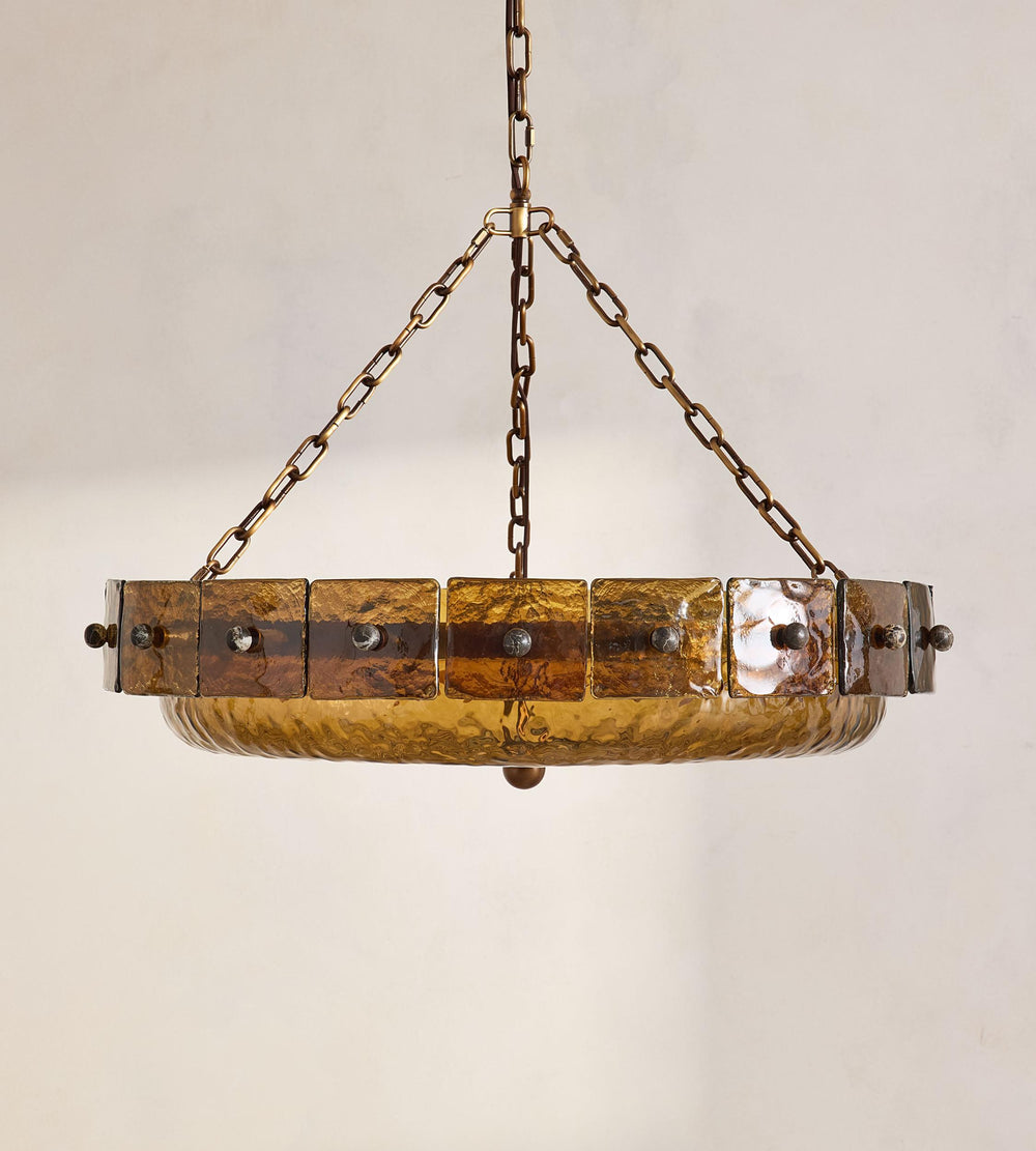 Amelie Coffee textured glass chandelier, full product view