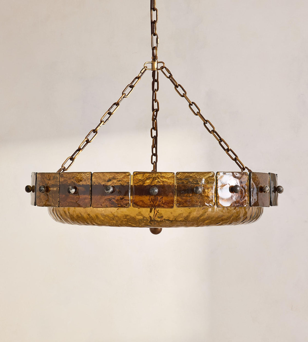 Amelie Coffee textured glass chandelier, full product view