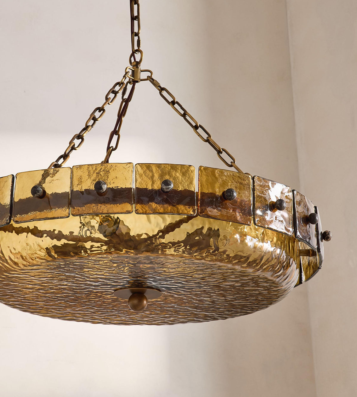 Amelie chandelier curved textured glass detail