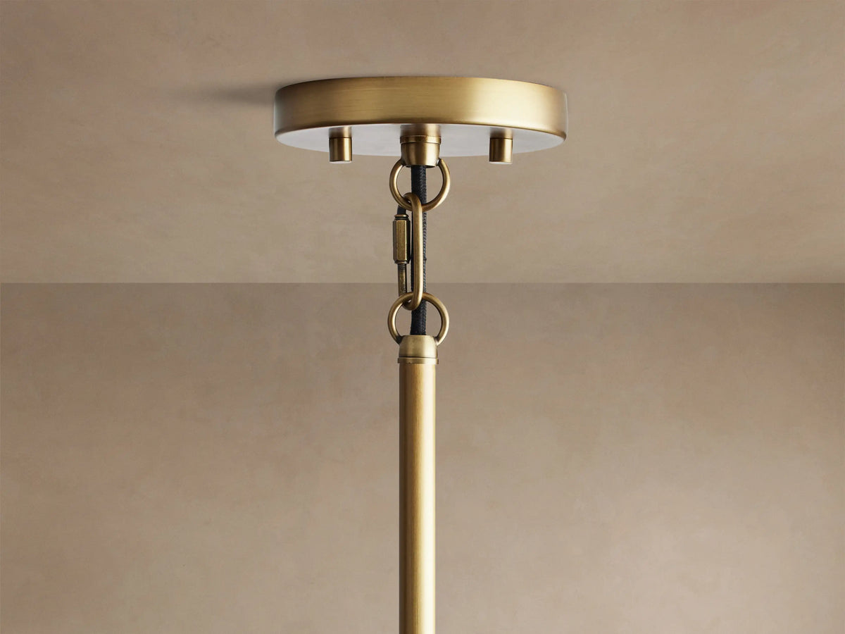 Andreas brass pendant ceiling canopy and suspension detail