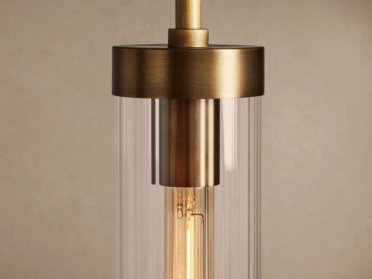 Andreas pendant brass finish and ribbed glass detail