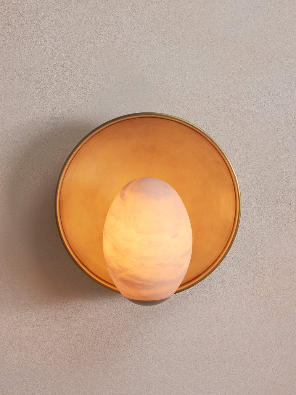 Avena Wall Light, Alabaster Globe, US front view