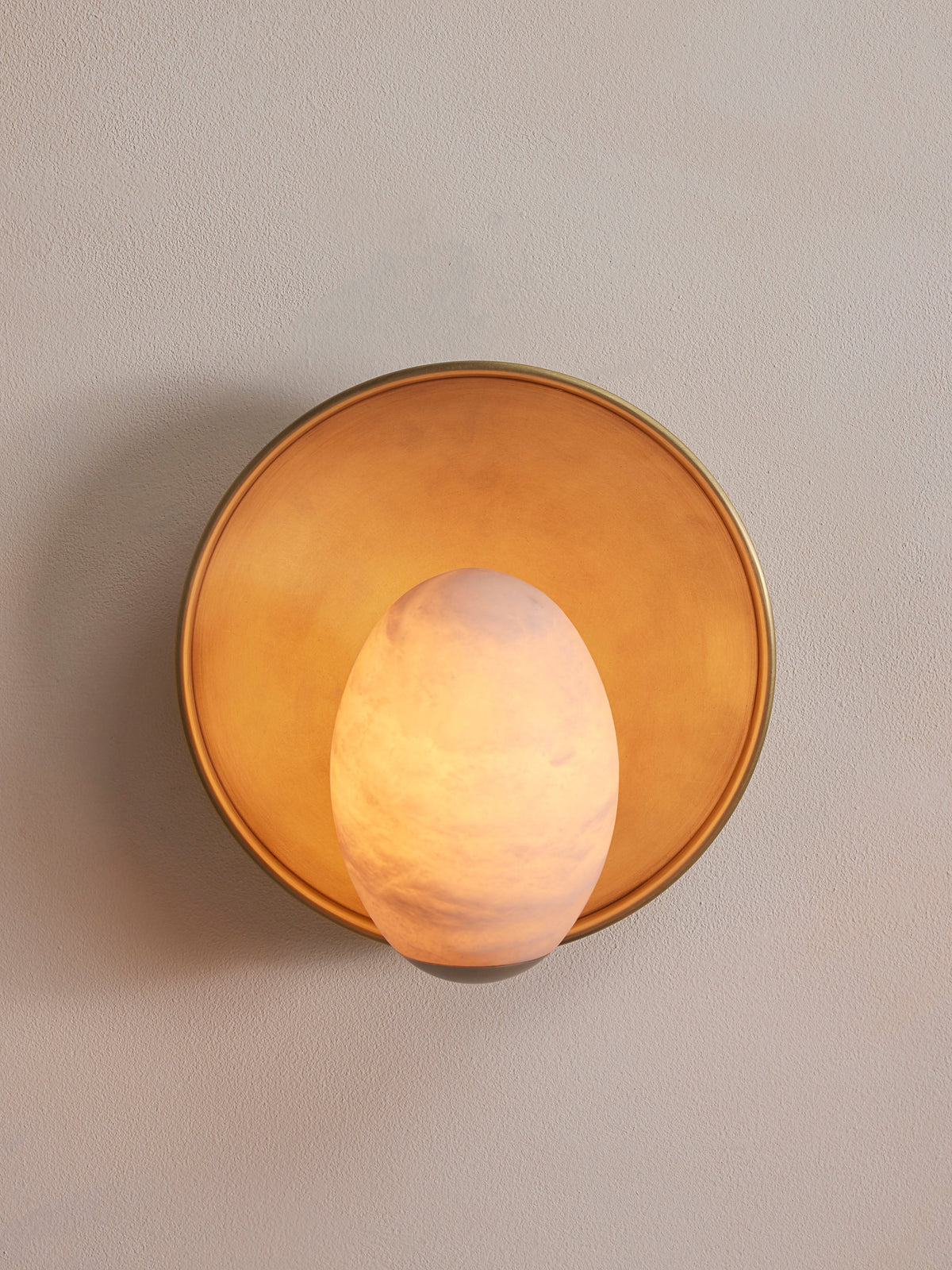 Avena Wall Light, Alabaster Globe, US front view
