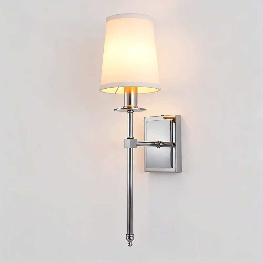 Front view of Belmont Fabric Sconce in polished nickel