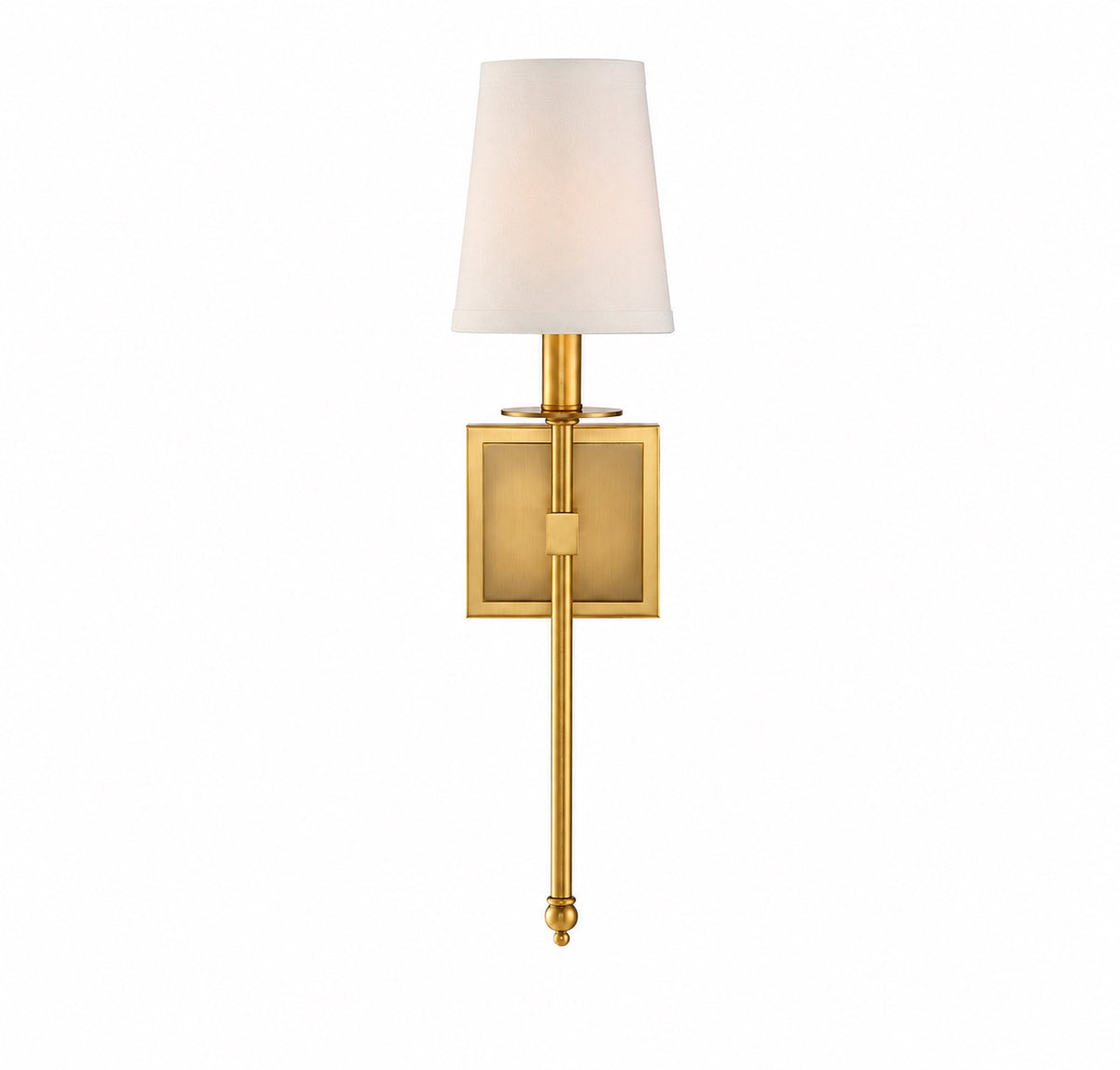 Front view of Belmont Fabric Sconce in warm burnished brass