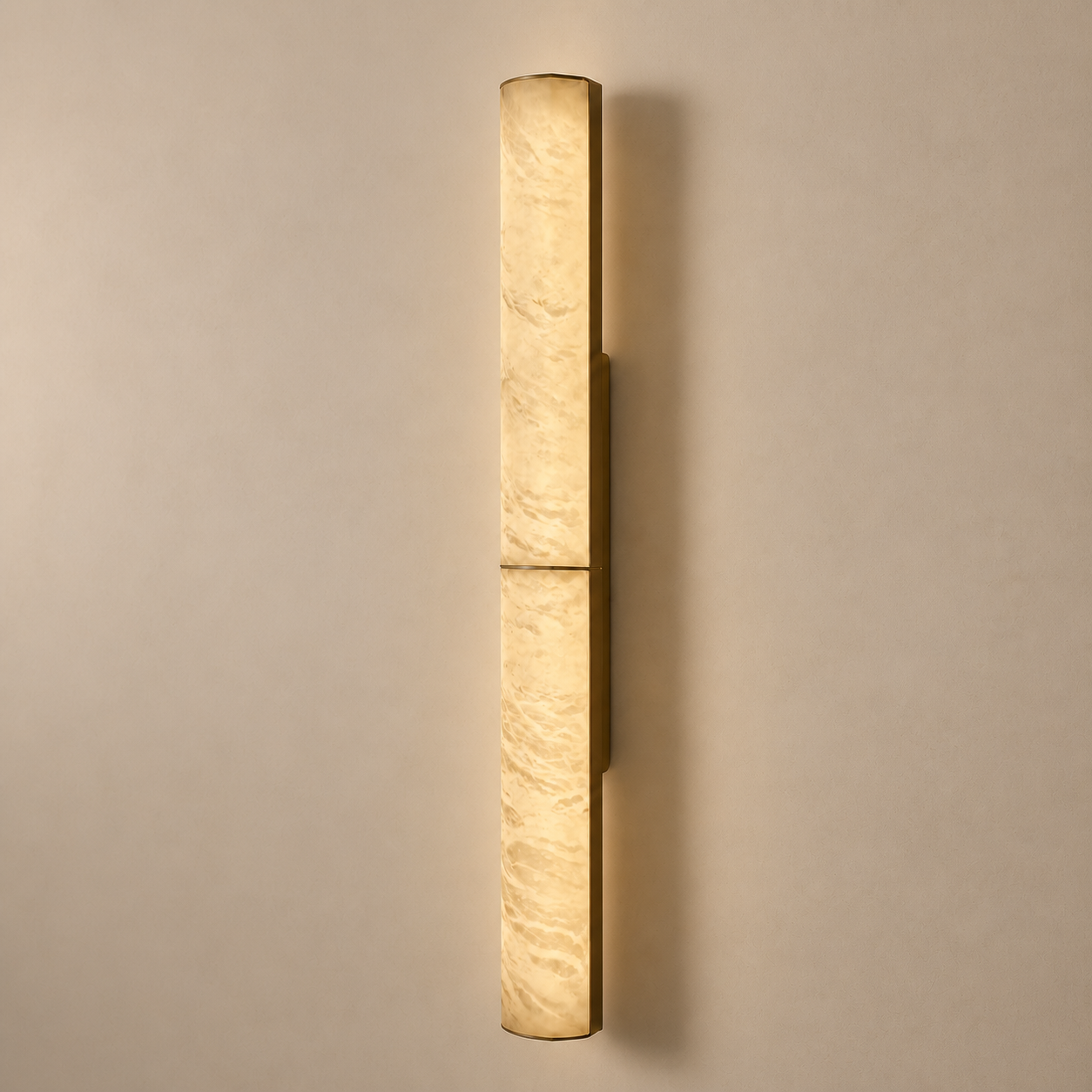 Caldera vertical alabaster wall sconce shown from the side