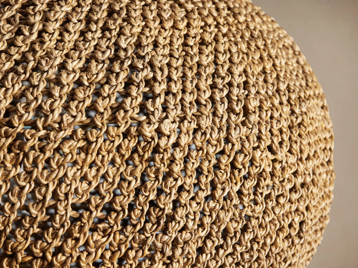 Close-up of the Canela 26-inch handwoven banana rope shade