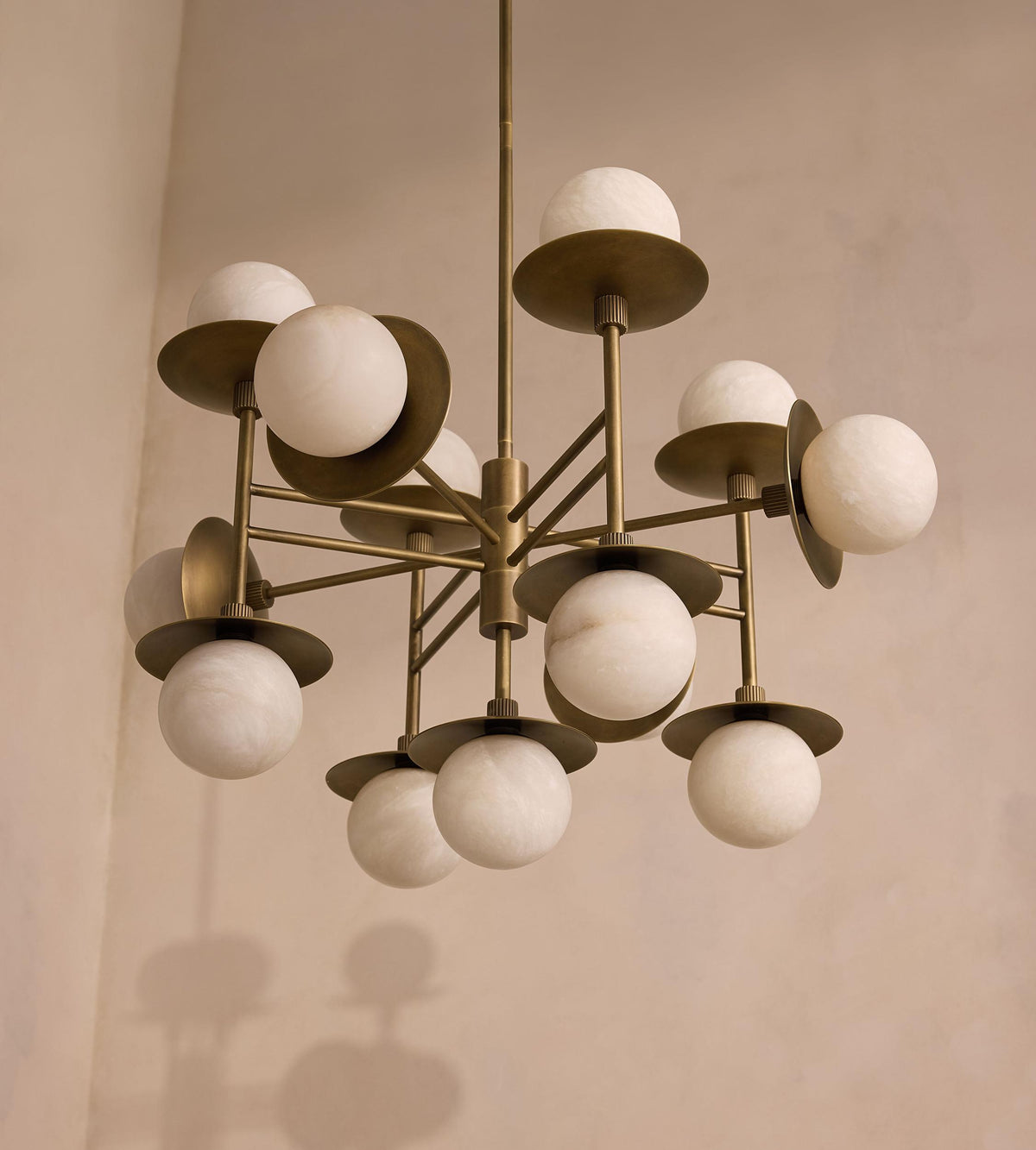 Brass hardware and alabaster globe detail