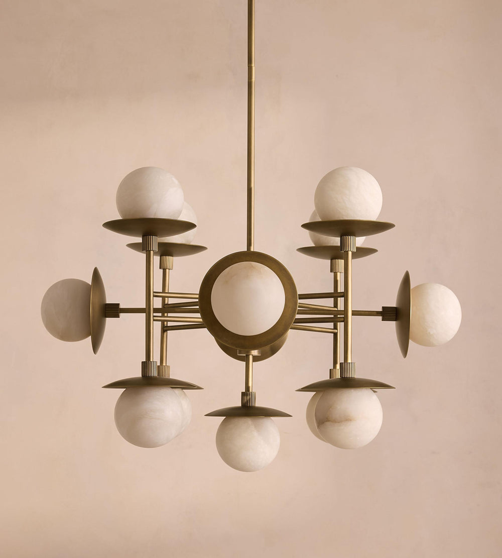 Cara alabaster globe chandelier, front view