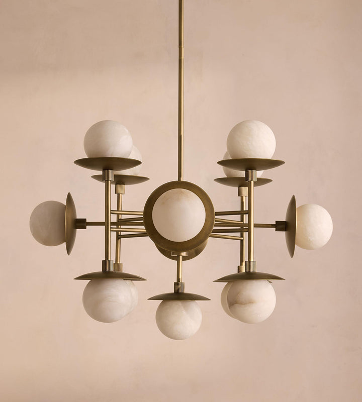 Cara alabaster globe chandelier, front view