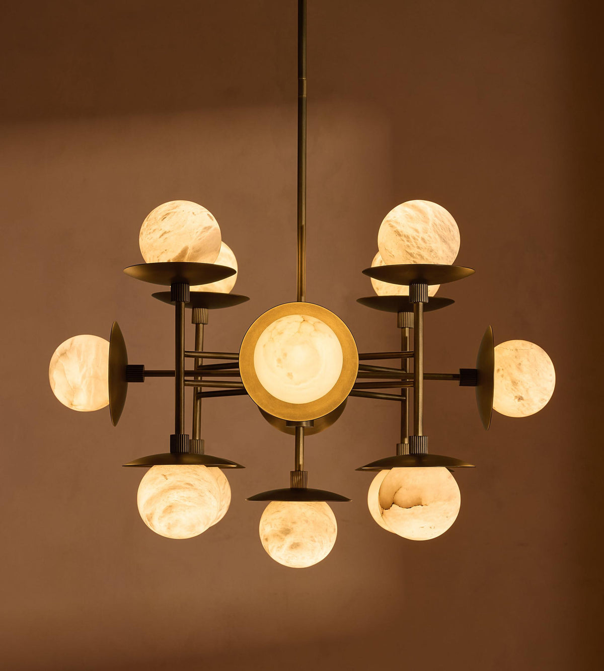Cara alabaster globe chandelier, side view