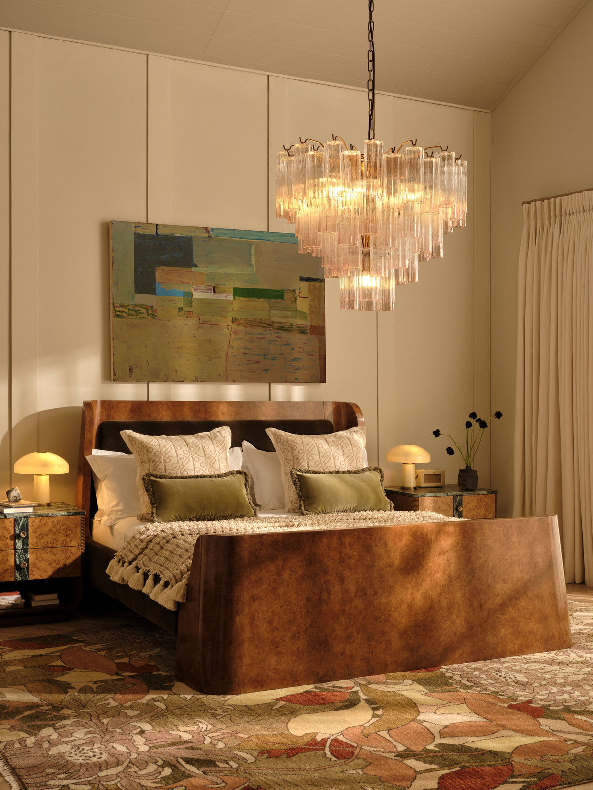 Peach Chiara glass chandelier in an interior