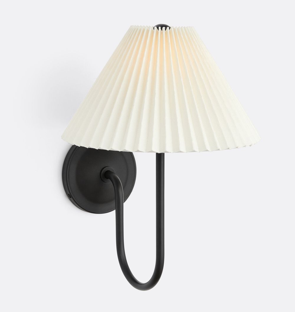 Crissey single sconce in Oil-Rubbed Bronze with pleated fabric shade