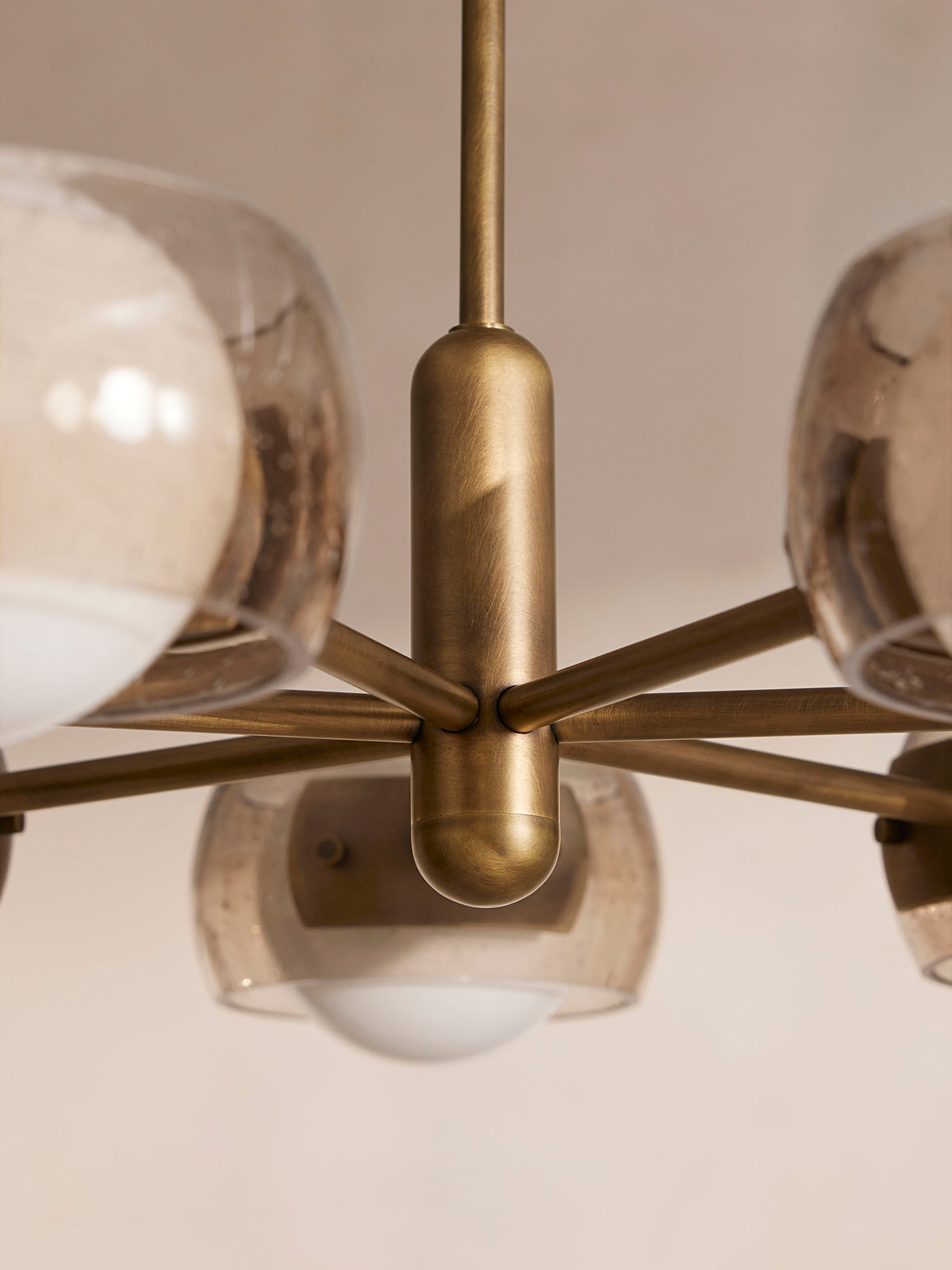 Douglas brass-plated frame and smoked glass detail