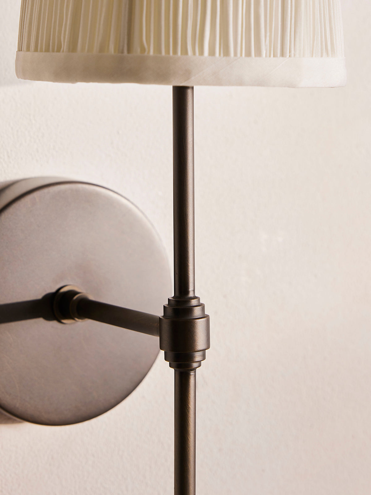 Isobella wall sconce pleated cotton shade detail
