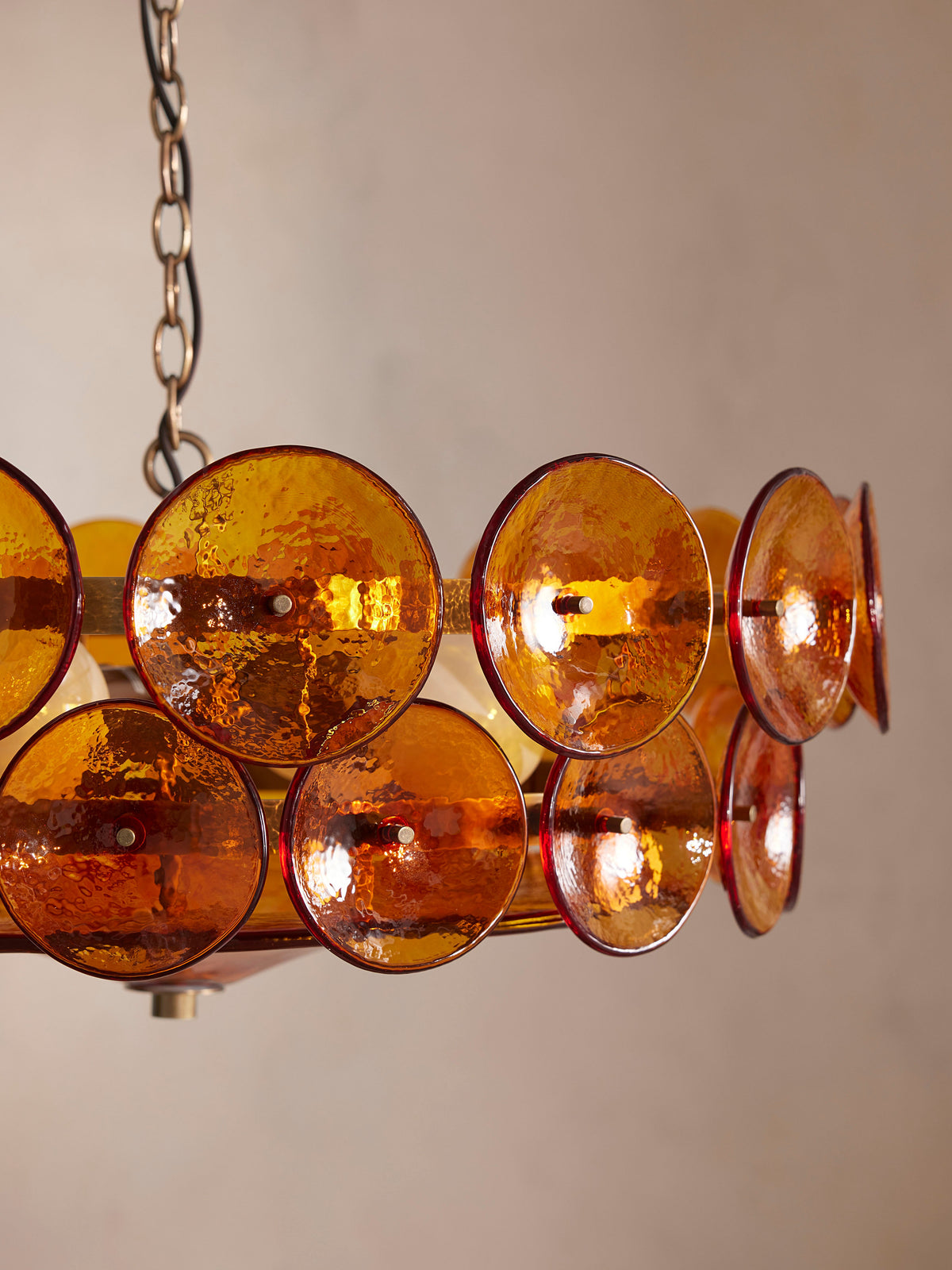 Lorenzo Amber pressed glass and antique brass detail