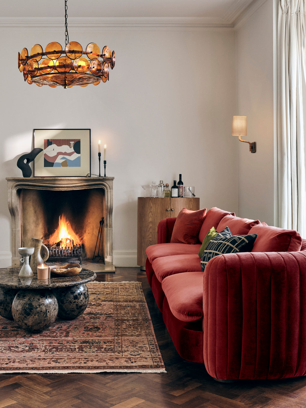 Lorenzo Amber chandelier in a living room