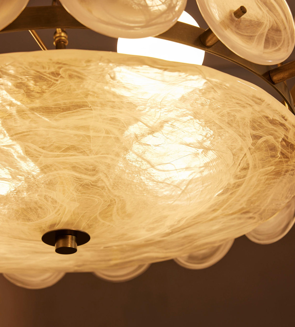 Lorenzo milky glass disc and antique brass detail