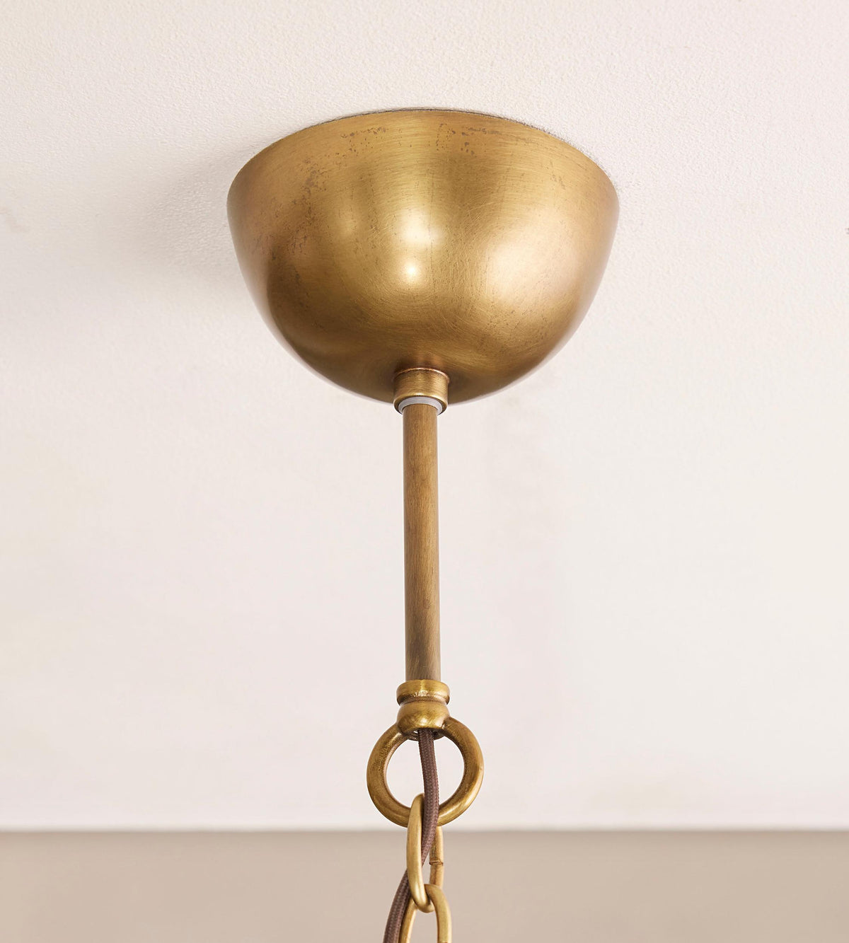 Lorenzo chandelier antique brass arm detail