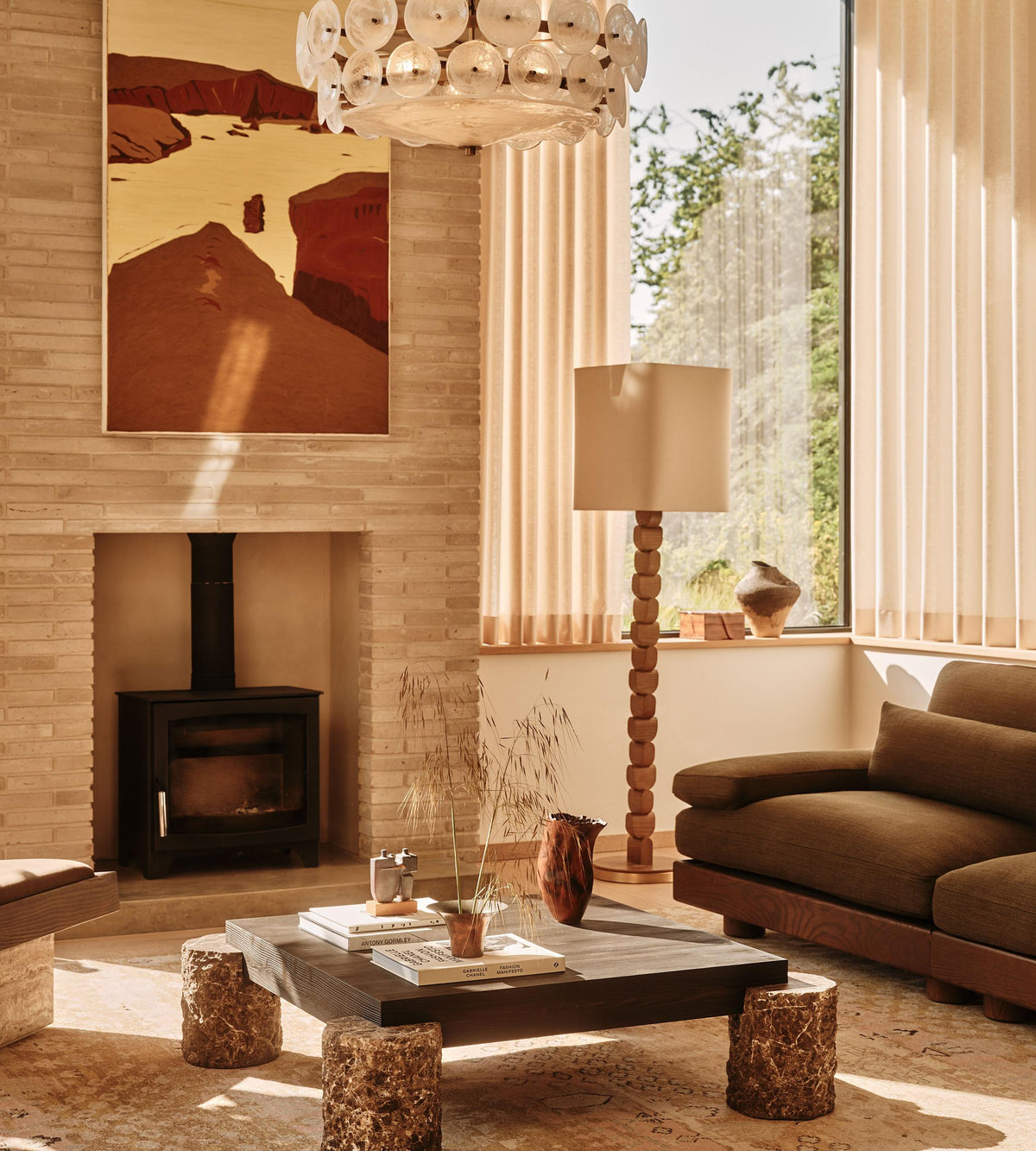 Lorenzo milky glass chandelier in a dining room