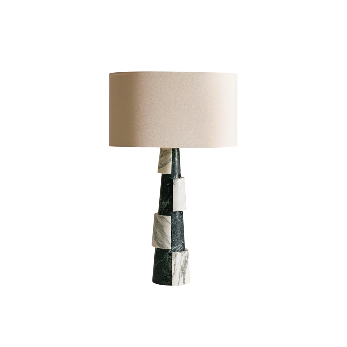 Misha marble table lamp with pill-shaped fabric shade