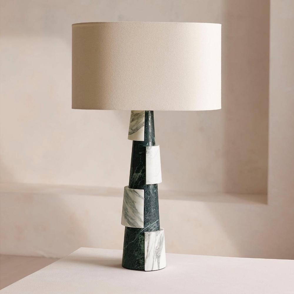 Misha table lamp, green and wheat finish, US plug