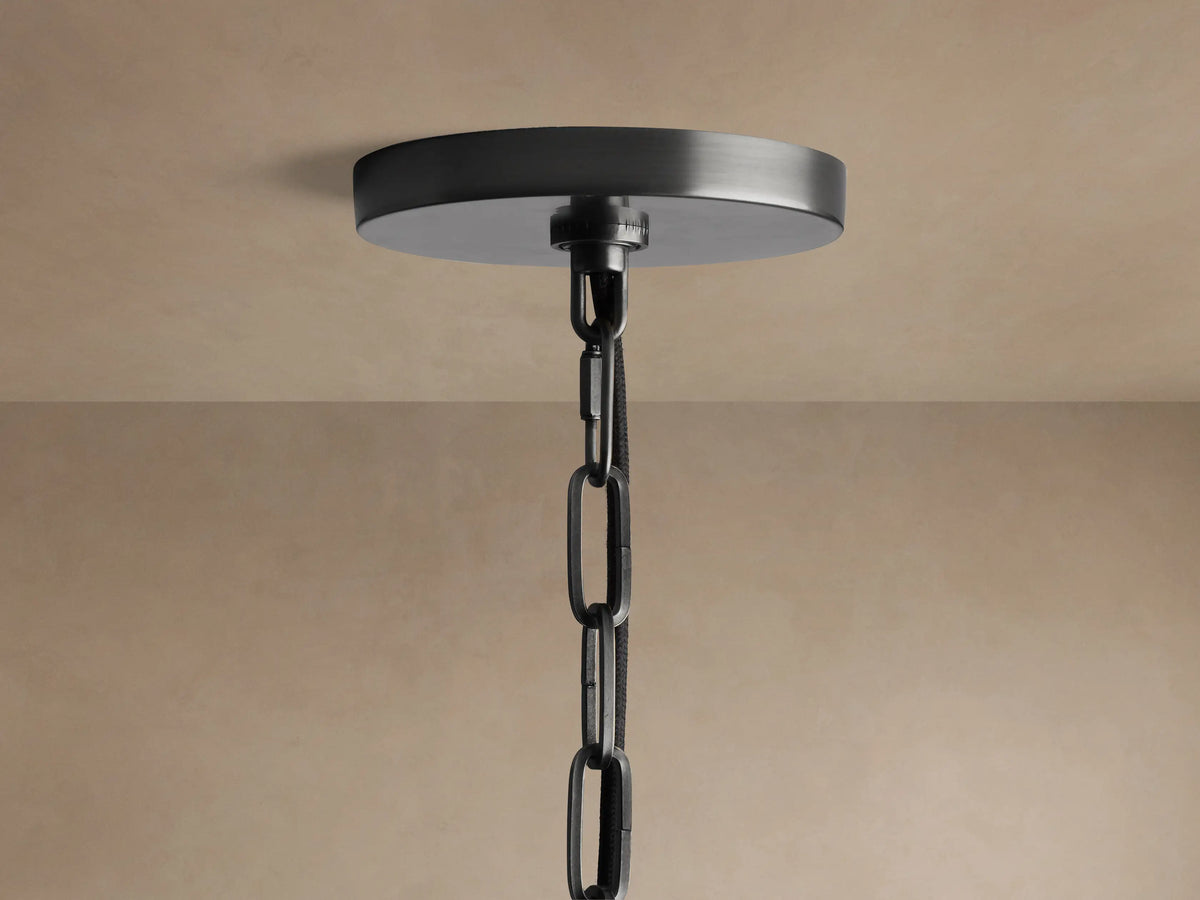Shelton bronze pendant ceiling canopy, chain and cord detail